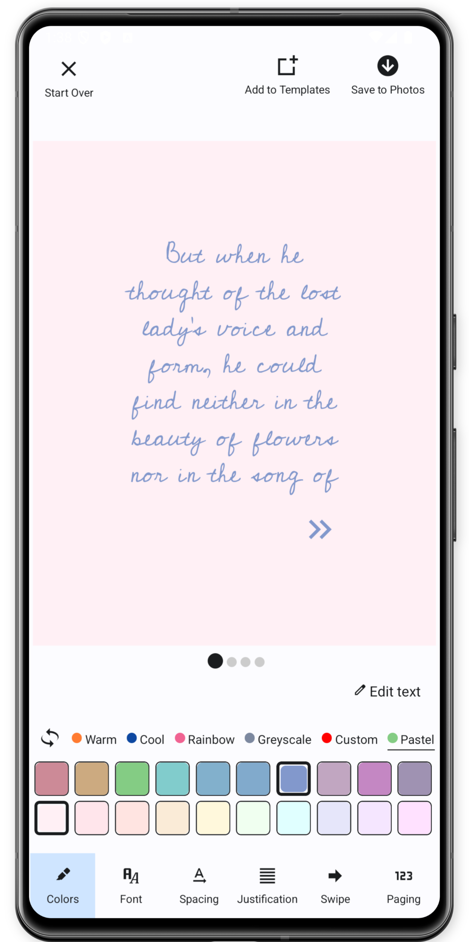 device screenshot of app